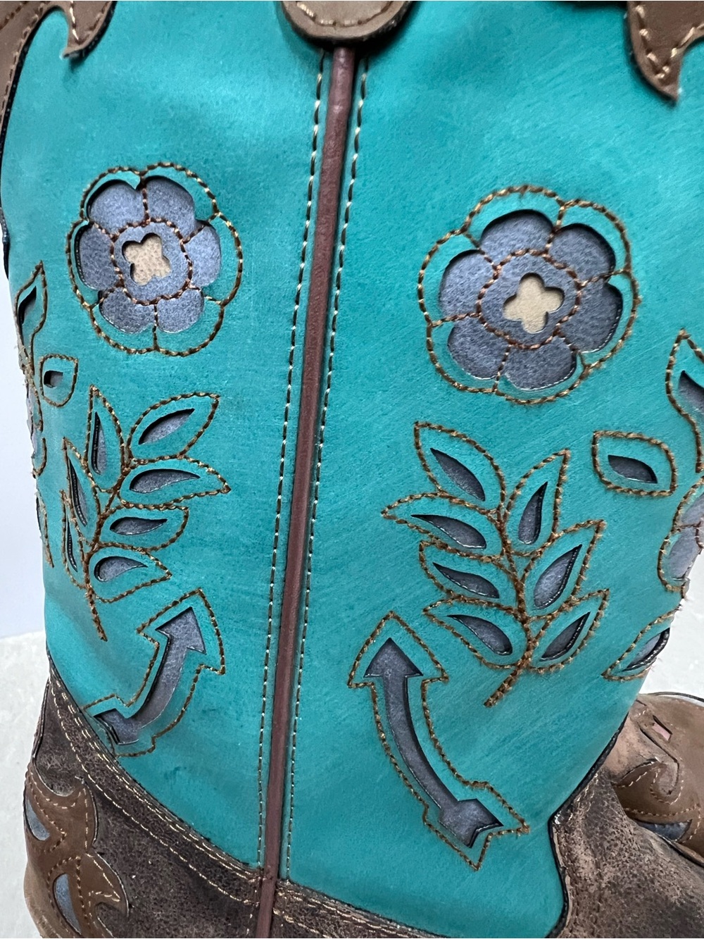 Floral Western Cowboy Boots 9M rodeo festival Cowgirl distressed - Picture 9 of 12